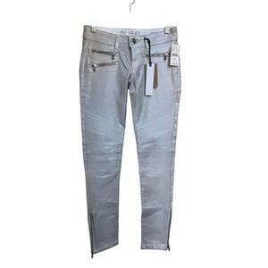 DL1961 Hazel Runway Collection Alloy Silver‎ Metallic Skinny Biker Jeans Size 26